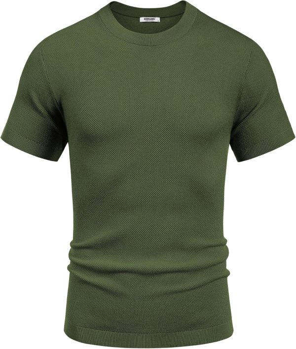 COOFANDY Men's Knit T-Shirts Short Sleeve Crewneck Shirt Casual Textured Pullover Tees - Image 48