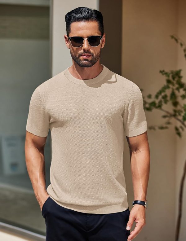 COOFANDY Men's Knit T-Shirts Short Sleeve Crewneck Shirt Casual Textured Pullover Tees - Image 50