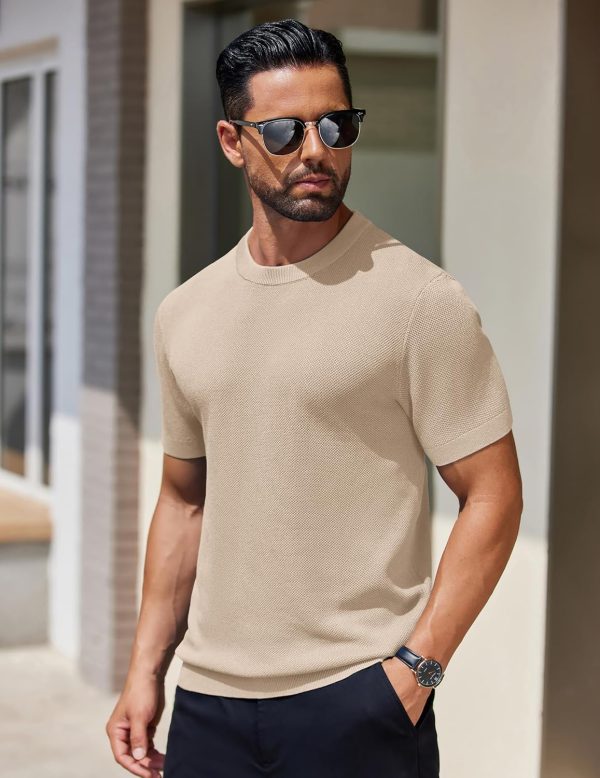 COOFANDY Men's Knit T-Shirts Short Sleeve Crewneck Shirt Casual Textured Pullover Tees - Image 51