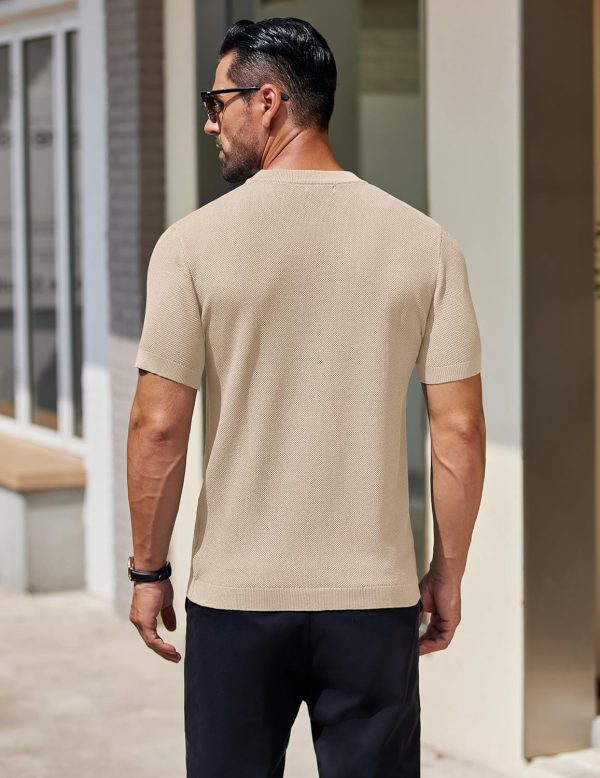 COOFANDY Men's Knit T-Shirts Short Sleeve Crewneck Shirt Casual Textured Pullover Tees - Image 52
