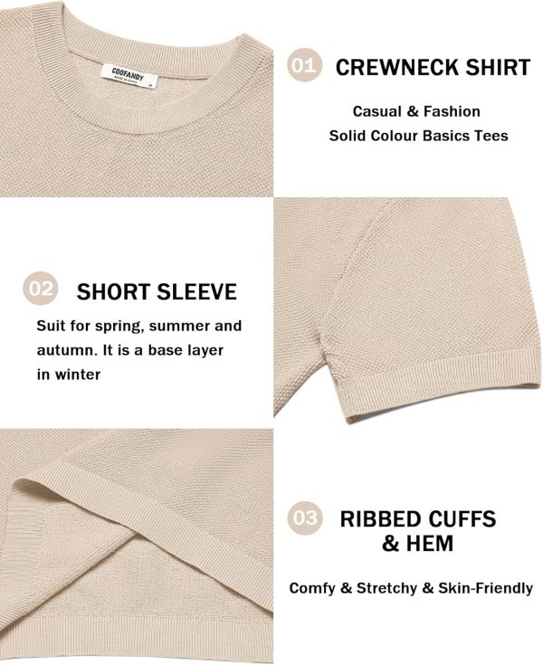 COOFANDY Men's Knit T-Shirts Short Sleeve Crewneck Shirt Casual Textured Pullover Tees - Image 54