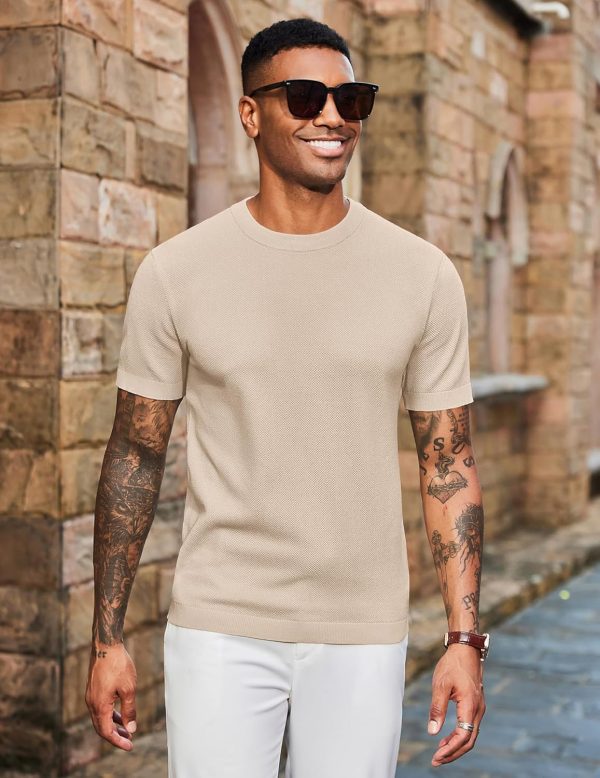 COOFANDY Men's Knit T-Shirts Short Sleeve Crewneck Shirt Casual Textured Pullover Tees - Image 55