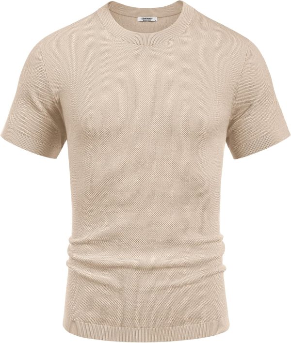 COOFANDY Men's Knit T-Shirts Short Sleeve Crewneck Shirt Casual Textured Pullover Tees - Image 56