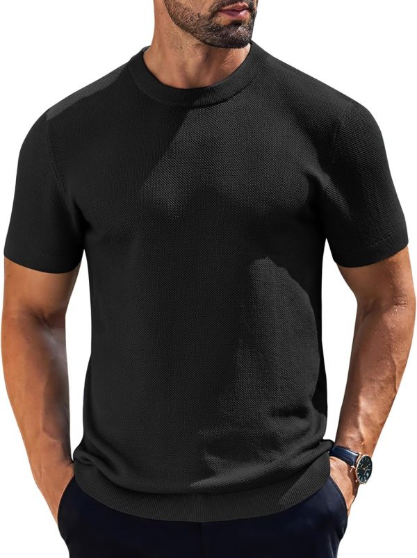 COOFANDY Men's Knit T-Shirts Short Sleeve Crewneck Shirt Casual Textured Pullover Tees - Image 57