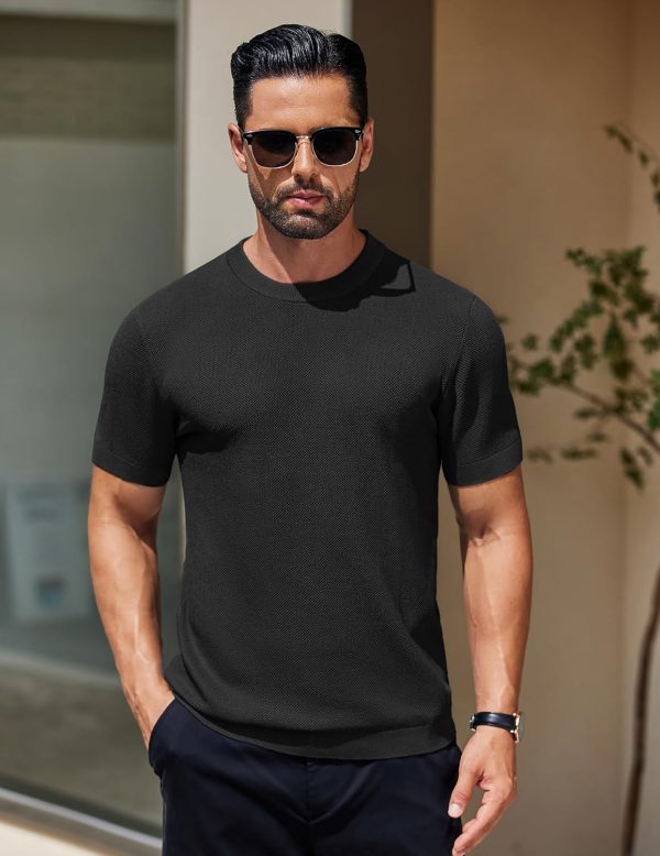 COOFANDY Men's Knit T-Shirts Short Sleeve Crewneck Shirt Casual Textured Pullover Tees - Image 58