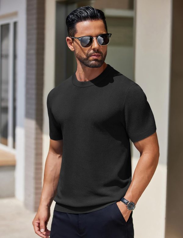 COOFANDY Men's Knit T-Shirts Short Sleeve Crewneck Shirt Casual Textured Pullover Tees - Image 59