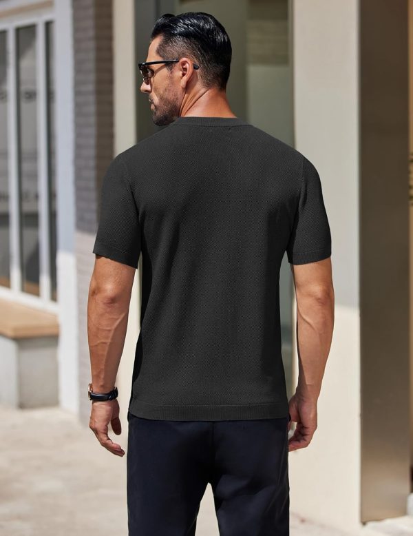 COOFANDY Men's Knit T-Shirts Short Sleeve Crewneck Shirt Casual Textured Pullover Tees - Image 60