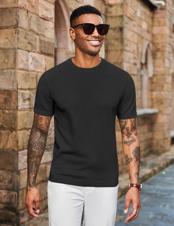 COOFANDY Men's Knit T-Shirts Short Sleeve Crewneck Shirt Casual Textured Pullover Tees - Image 63
