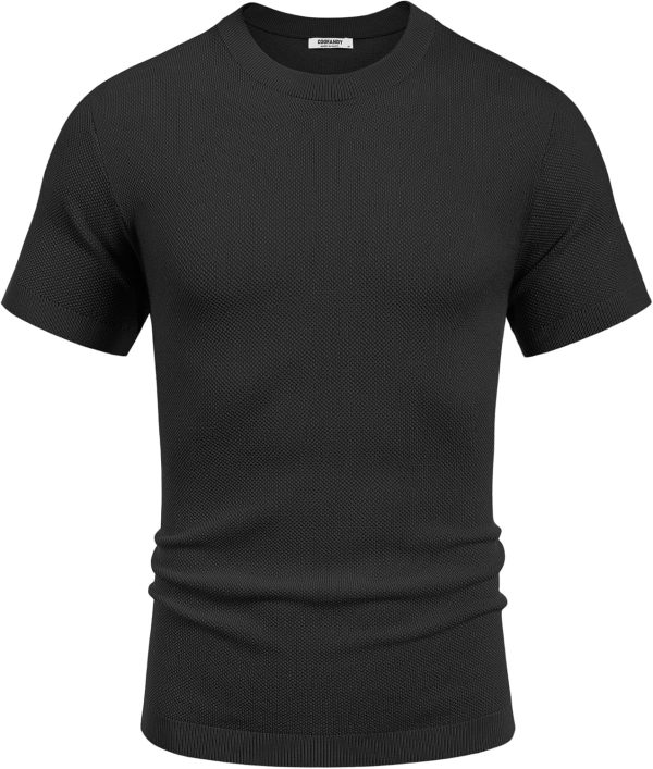 COOFANDY Men's Knit T-Shirts Short Sleeve Crewneck Shirt Casual Textured Pullover Tees - Image 64