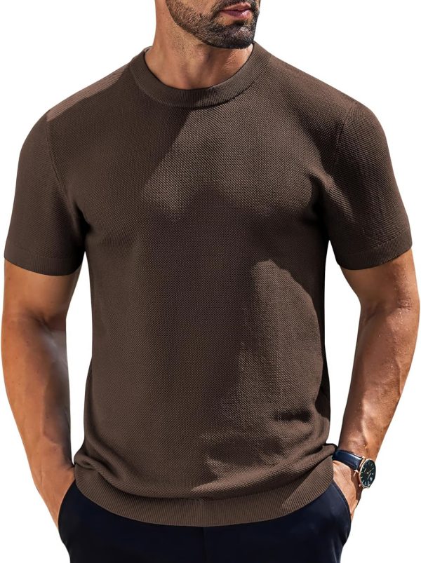 COOFANDY Men's Knit T-Shirts Short Sleeve Crewneck Shirt Casual Textured Pullover Tees - Image 65