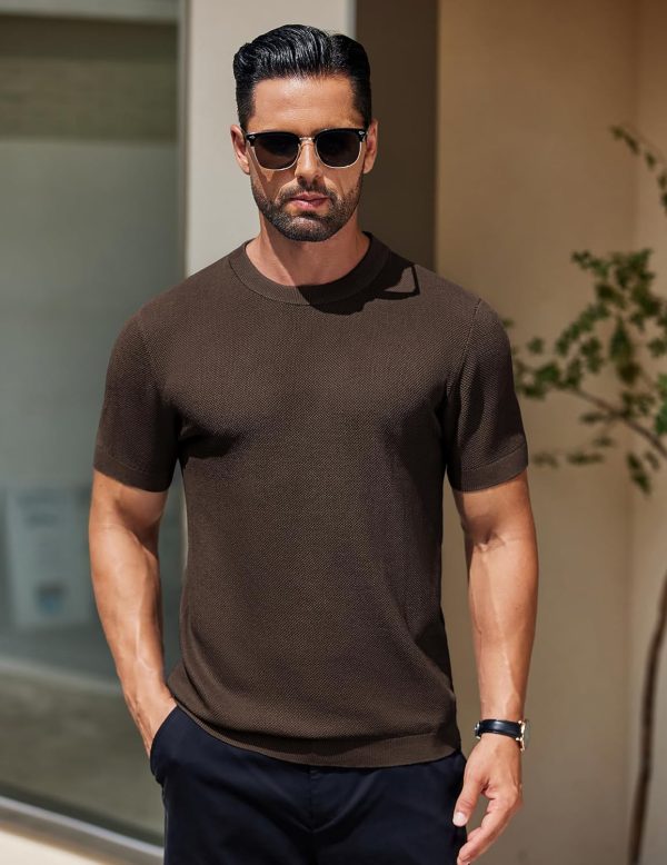 COOFANDY Men's Knit T-Shirts Short Sleeve Crewneck Shirt Casual Textured Pullover Tees - Image 66