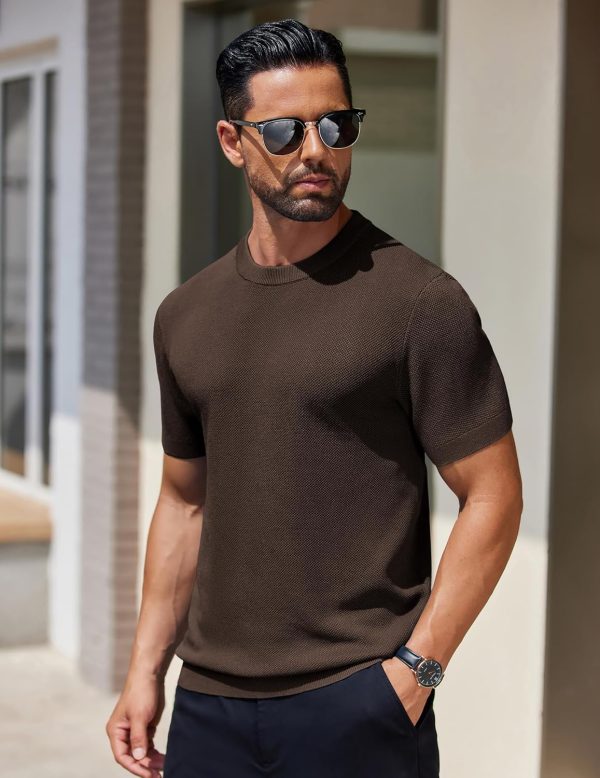COOFANDY Men's Knit T-Shirts Short Sleeve Crewneck Shirt Casual Textured Pullover Tees - Image 67