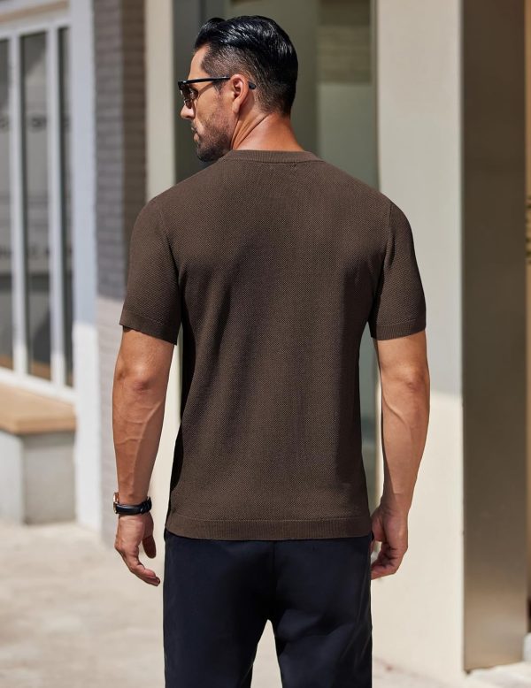 COOFANDY Men's Knit T-Shirts Short Sleeve Crewneck Shirt Casual Textured Pullover Tees - Image 68