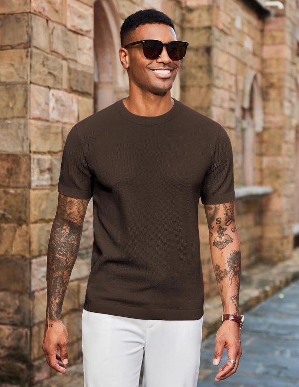 COOFANDY Men's Knit T-Shirts Short Sleeve Crewneck Shirt Casual Textured Pullover Tees - Image 71