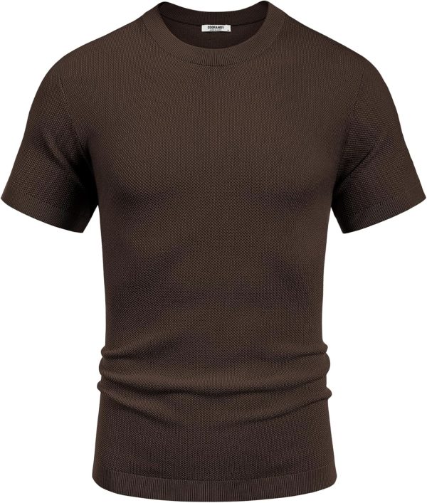 COOFANDY Men's Knit T-Shirts Short Sleeve Crewneck Shirt Casual Textured Pullover Tees - Image 72