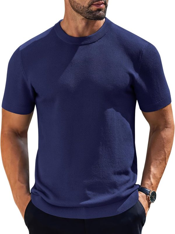 COOFANDY Men's Knit T-Shirts Short Sleeve Crewneck Shirt Casual Textured Pullover Tees - Image 73