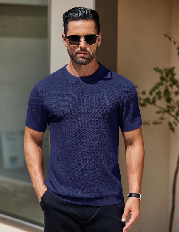 COOFANDY Men's Knit T-Shirts Short Sleeve Crewneck Shirt Casual Textured Pullover Tees - Image 74