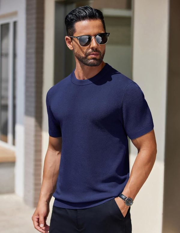 COOFANDY Men's Knit T-Shirts Short Sleeve Crewneck Shirt Casual Textured Pullover Tees - Image 75