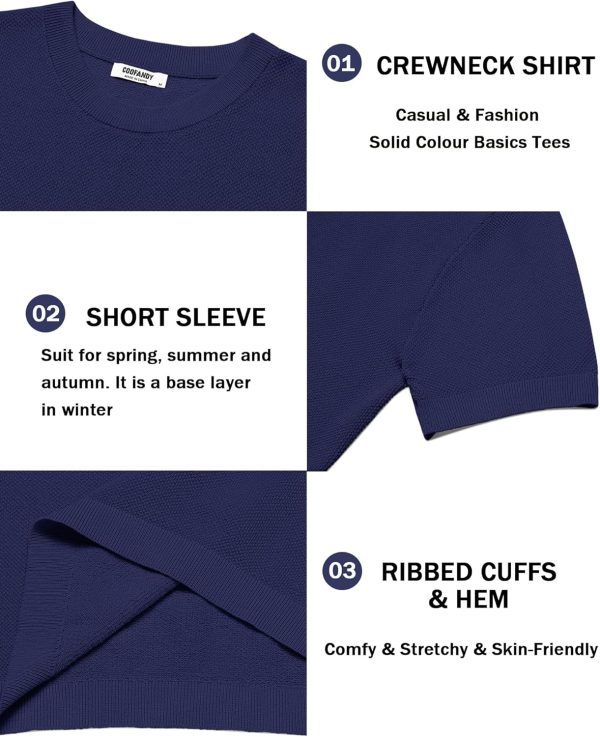 COOFANDY Men's Knit T-Shirts Short Sleeve Crewneck Shirt Casual Textured Pullover Tees - Image 78