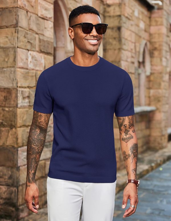 COOFANDY Men's Knit T-Shirts Short Sleeve Crewneck Shirt Casual Textured Pullover Tees - Image 79
