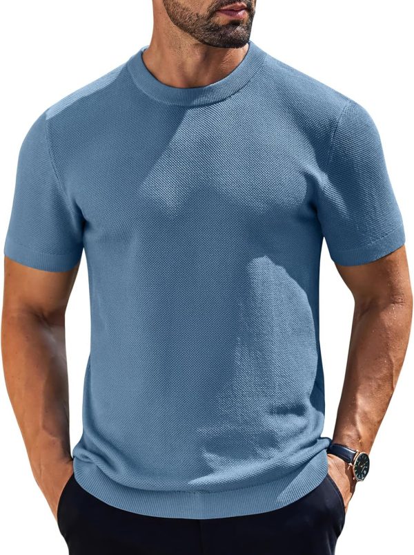 COOFANDY Men's Knit T-Shirts Short Sleeve Crewneck Shirt Casual Textured Pullover Tees - Image 81