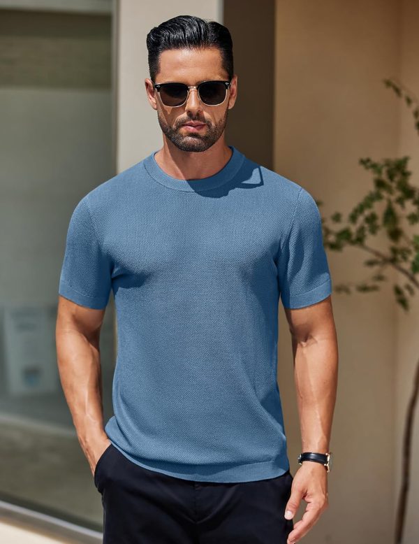COOFANDY Men's Knit T-Shirts Short Sleeve Crewneck Shirt Casual Textured Pullover Tees - Image 82