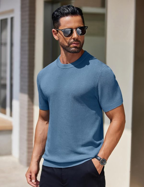 COOFANDY Men's Knit T-Shirts Short Sleeve Crewneck Shirt Casual Textured Pullover Tees - Image 83
