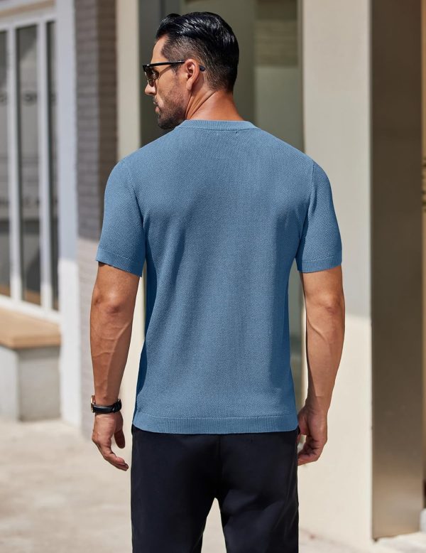 COOFANDY Men's Knit T-Shirts Short Sleeve Crewneck Shirt Casual Textured Pullover Tees - Image 84