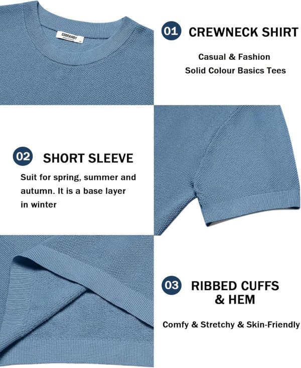 COOFANDY Men's Knit T-Shirts Short Sleeve Crewneck Shirt Casual Textured Pullover Tees - Image 86