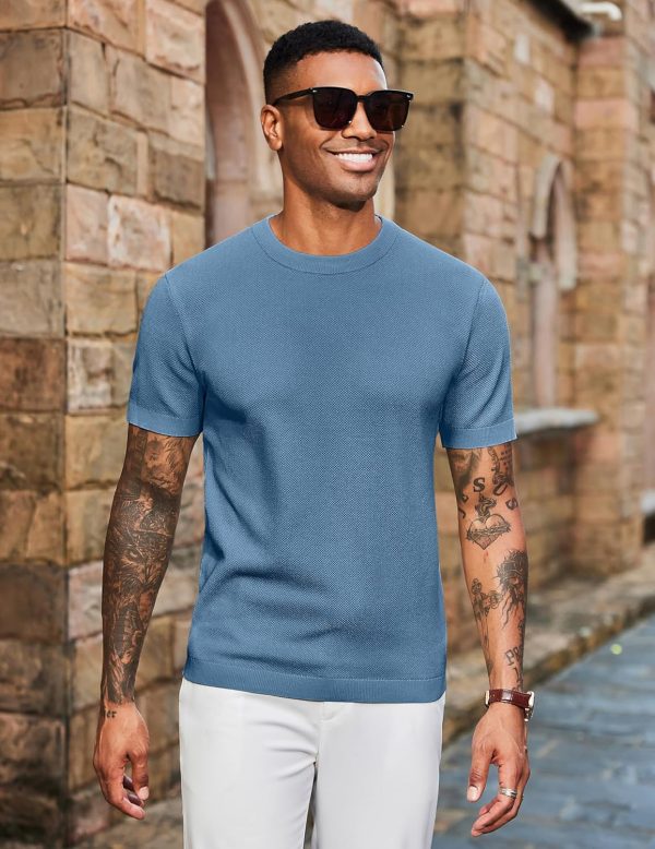 COOFANDY Men's Knit T-Shirts Short Sleeve Crewneck Shirt Casual Textured Pullover Tees - Image 87