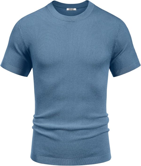 COOFANDY Men's Knit T-Shirts Short Sleeve Crewneck Shirt Casual Textured Pullover Tees - Image 88