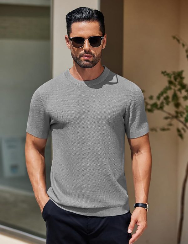 COOFANDY Men's Knit T-Shirts Short Sleeve Crewneck Shirt Casual Textured Pullover Tees - Image 90