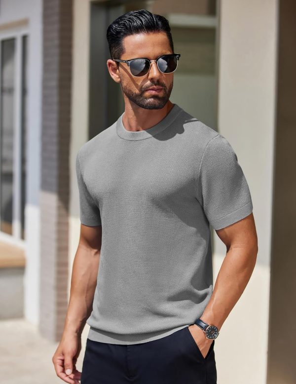 COOFANDY Men's Knit T-Shirts Short Sleeve Crewneck Shirt Casual Textured Pullover Tees - Image 91