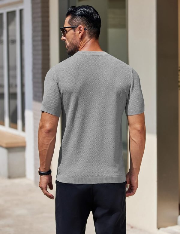 COOFANDY Men's Knit T-Shirts Short Sleeve Crewneck Shirt Casual Textured Pullover Tees - Image 92