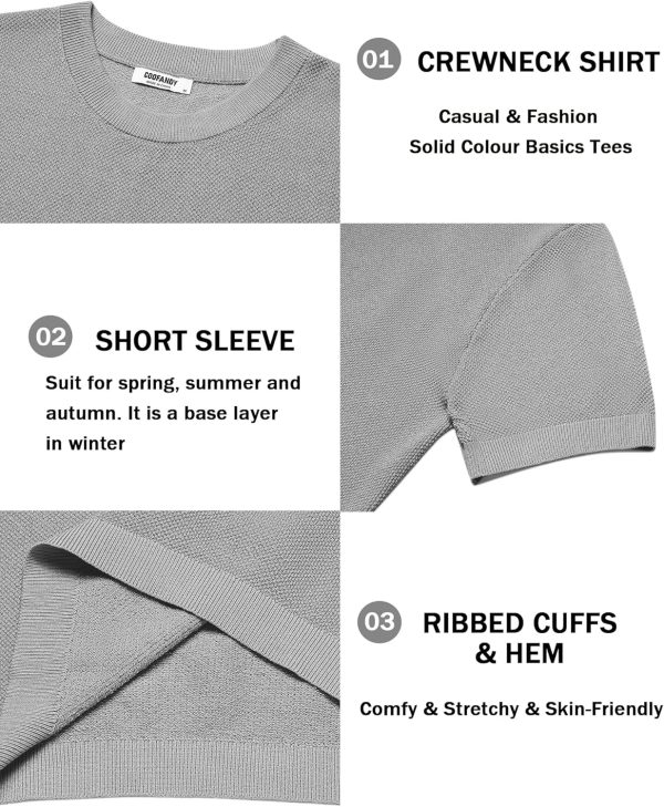 COOFANDY Men's Knit T-Shirts Short Sleeve Crewneck Shirt Casual Textured Pullover Tees - Image 94