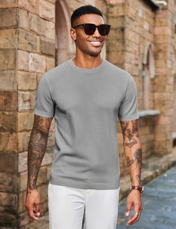 COOFANDY Men's Knit T-Shirts Short Sleeve Crewneck Shirt Casual Textured Pullover Tees - Image 95
